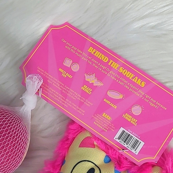 🆕️NWT BARK Purrfect Pitch Cat Bowling Pin Plush Toy & Tennis Ball Medium Dog - Picture 13 of 13